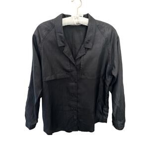 DIANE VON FURSTENBERG Vintage Black Button-Up Blouse Minimalist Shirt | Size 8